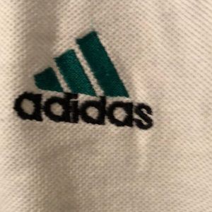 Adidas white sport shirt embroidered logo large